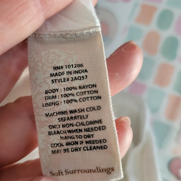 Soft Surroundings Cream Rayon-Cotton Blend Garment - Picture 2 of 9